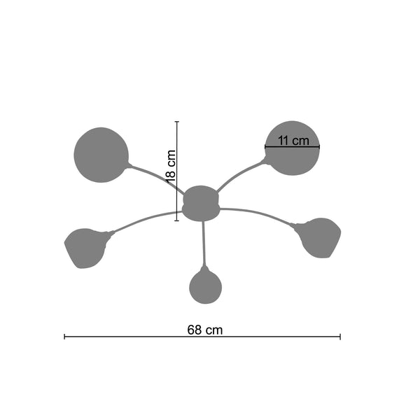 <transcy>Candeeiro de Teto ACTUELLE A  68cm - 5 Luzes    </transcy>
