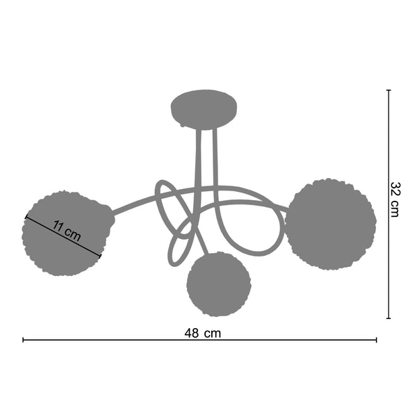 Lustre TOSEL ACTUELLE métal, verre  H32xD48xP48cm- 3 Lumières