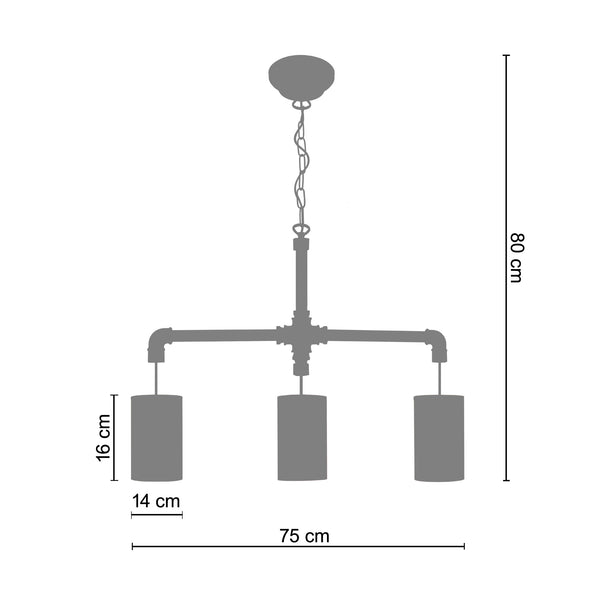 Lustre TOSEL HYDRAULIK B,métal, H80xD14xP75  cm.