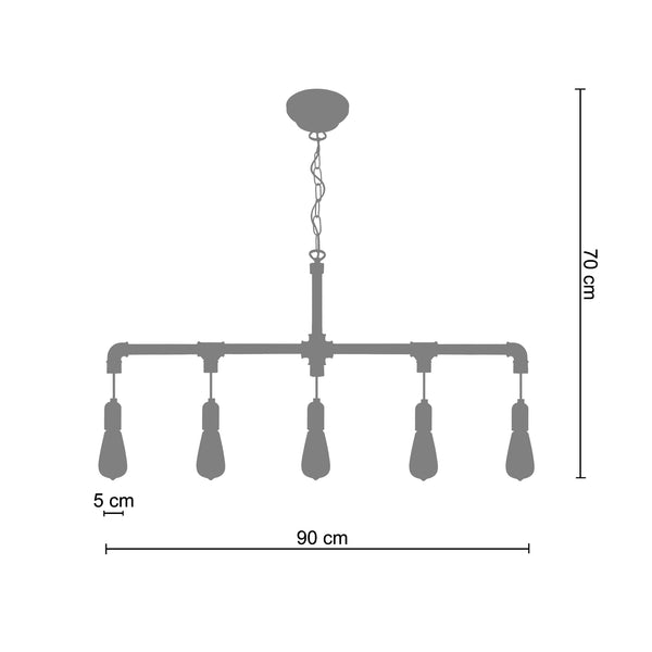 <transcy>Candeeiro de Teto HYDRAULIK B  90cm - 5 Luzes </transcy>