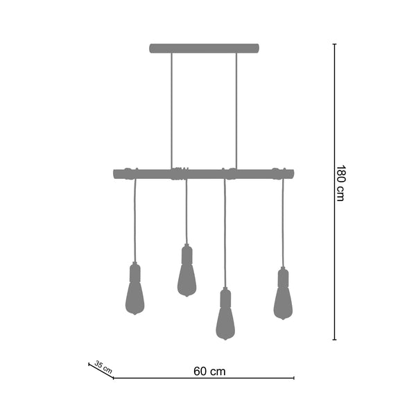 <transcy>Candeeiro de Teto BROOKLYN  60cm - 4 Luzes </transcy>