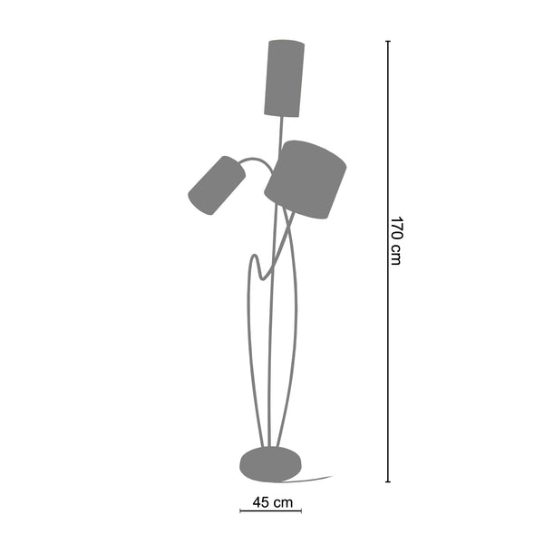 Lampadaire TOSEL MIDI,métal , H170xD45xP45  cm.