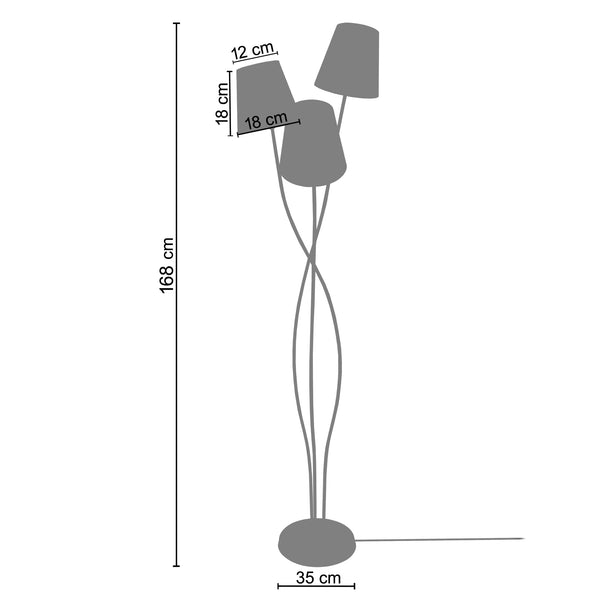 Lampadaire TOSEL LILLE,métal , H168xD40xP40  cm.
