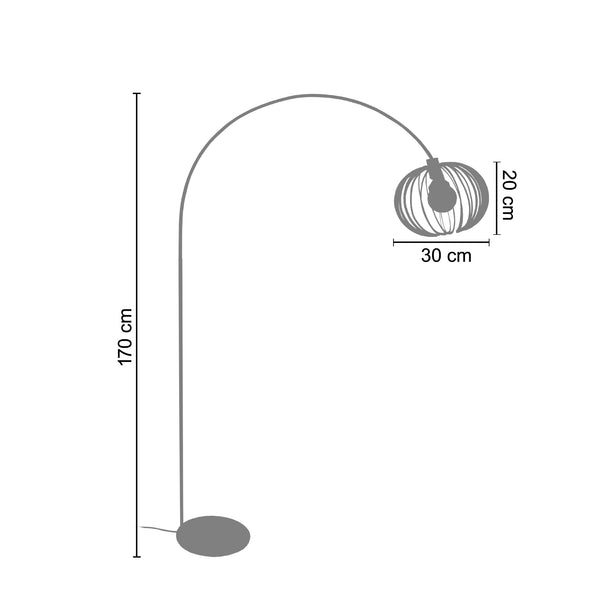 Lampadaire TOSEL ALFENA ARC,métal, H190xD30xP30  cm.