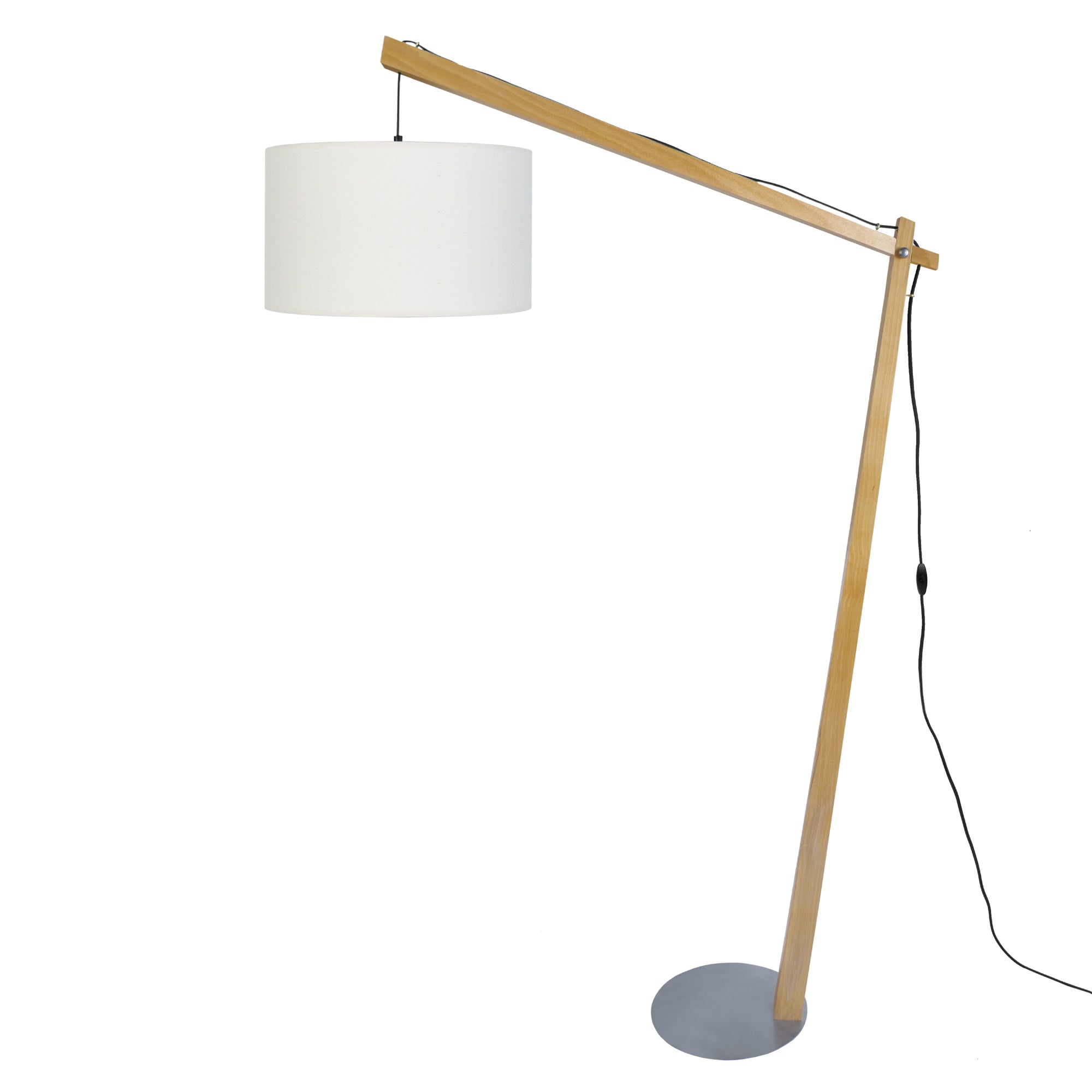 Lampadaire TOSEL BELFORT CYLINDER,bois naturel, H165xD110xP35  cm.