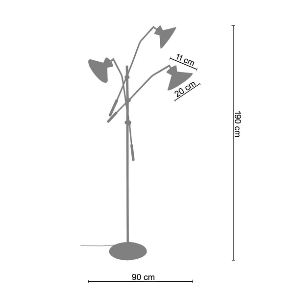 Lampadaire LEEDS 90cm - 3 Lumières