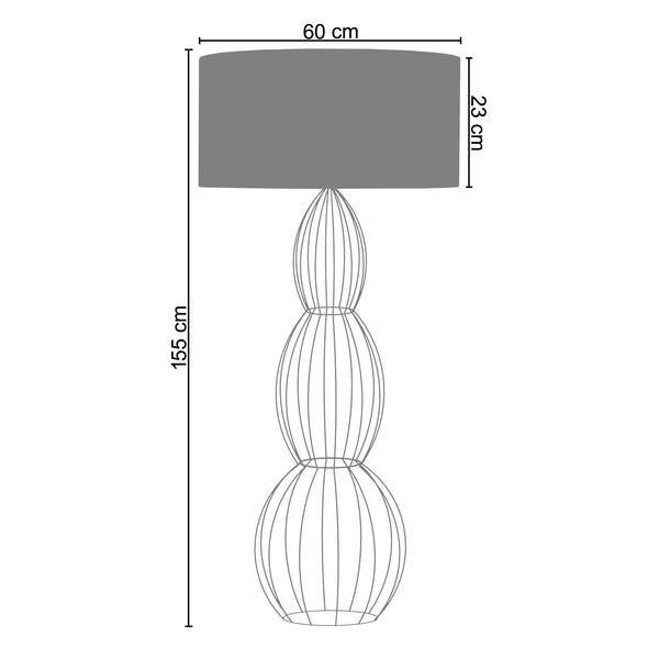Lampadaire TOSEL BRADFORD,métal, H155xD40xP40  cm.
