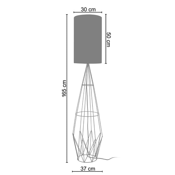 Lampadaire TOSEL ABERDEEN,métal, H165xD30xP30  cm.