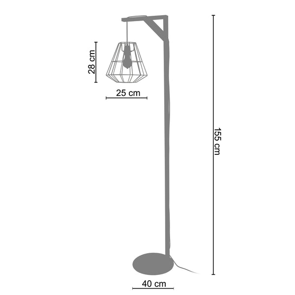Lampadaire TOSEL OLYMPIA,bois naturel, H155xD25xP40  cm.