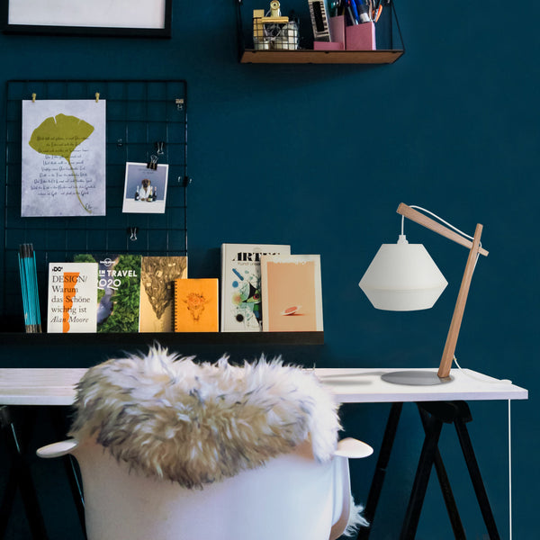 Lampe de chevet TOSEL BELFORT CONE,bois , H35xD29xP29  cm.