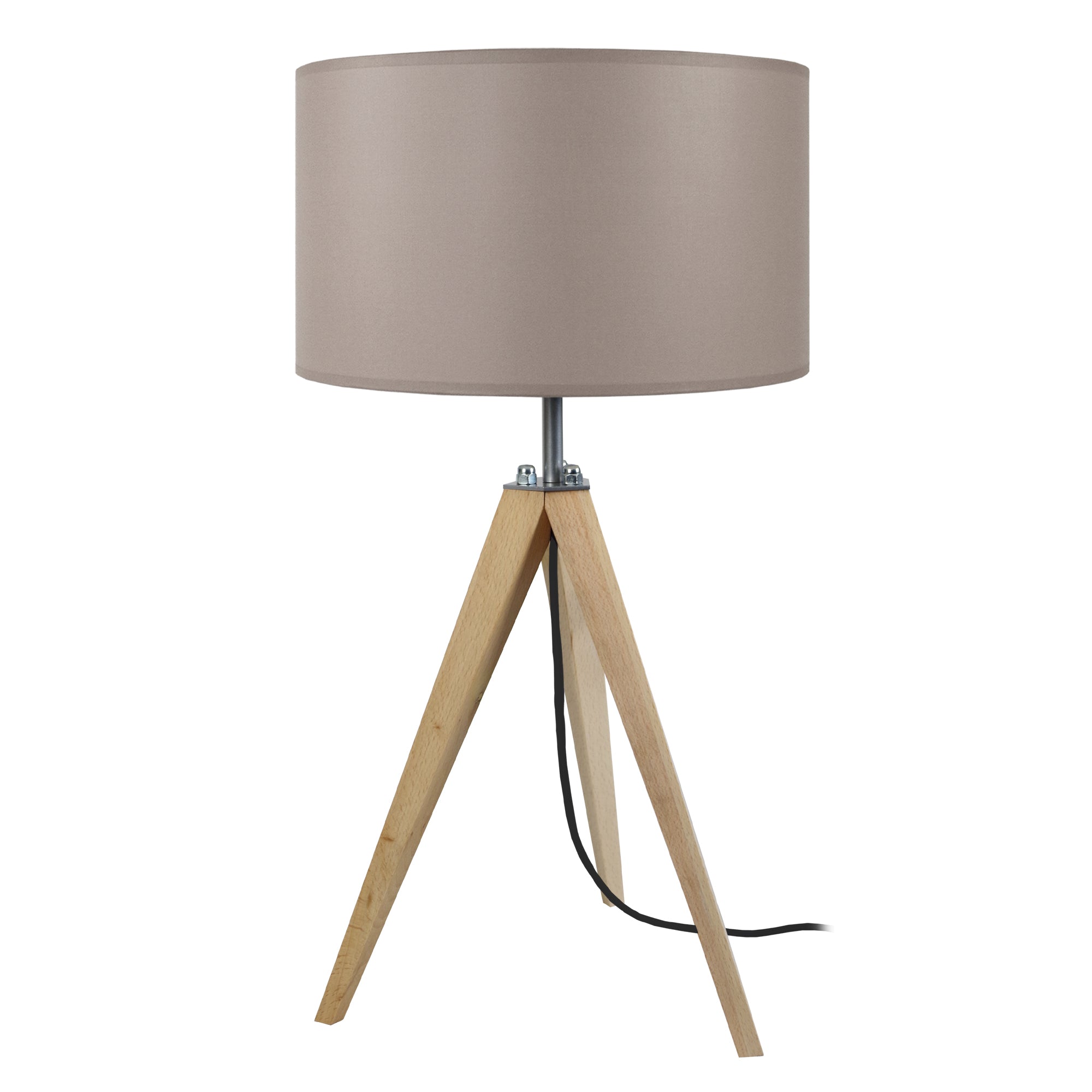 Lampe de chevet TOSEL IDUN ,bois, métal,  tissu , H54xD54xP30  cm.