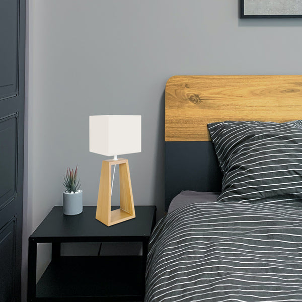 Lampe de chevet TOSEL MIKELLI,bois , H49xD22xP22  cm.