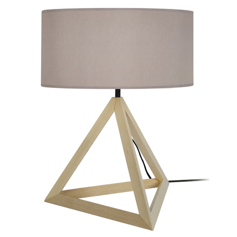 Lampe a poser TOSEL TÉTRAÈDRE 1A,bois  , H48xD35xP35  cm.