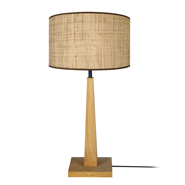 Lampe a poser TOSEL NIDRA,bois, H54xD30xP30  cm.