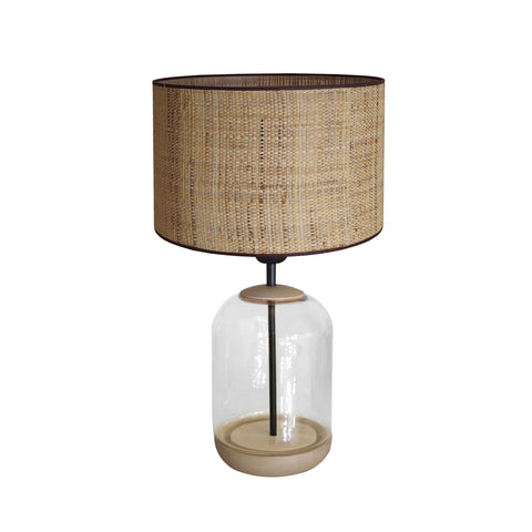Lampe de chevet TOSEL SVALBARD SMALL,bois,verre , H41xD25xP25  cm.