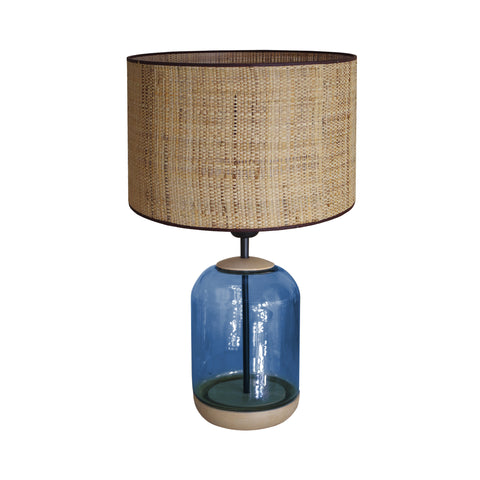 Lampe a poser TOSEL SVALBARD MIDIUM,bois,verre, H50xD30xP30  cm.