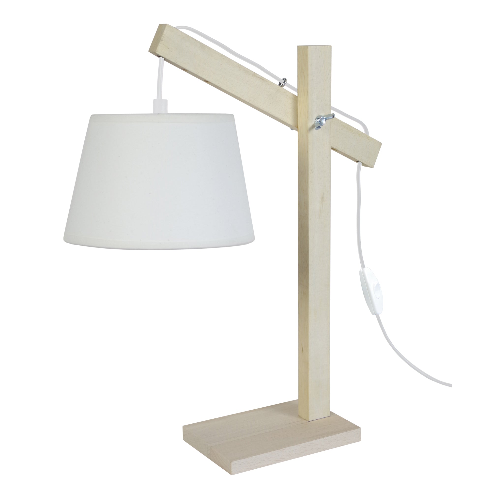 Lampe de bureau TOSEL PILORI TAMBOUR,bois , H50xD27xP27  cm.