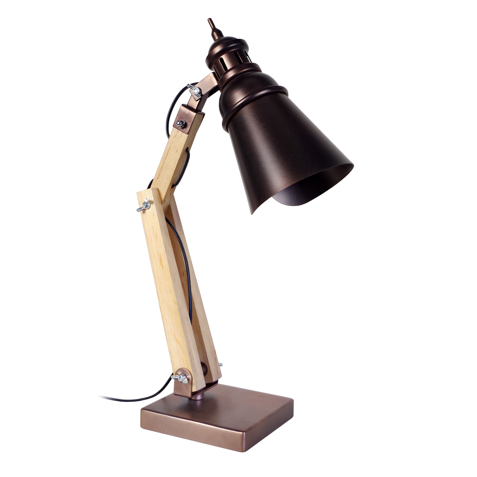 Lampe de bureau TOSEL IRON ,bois , H66xD46xP15  cm.