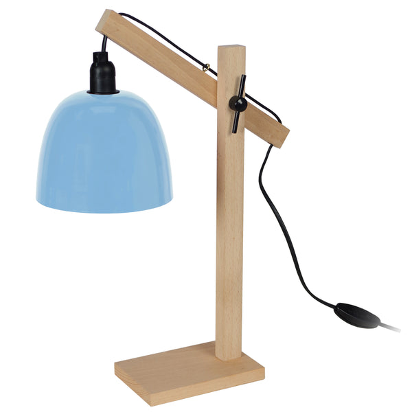 Lampe de bureau TOSEL ENKEL,bois, H50xD14,5xP27  cm.
