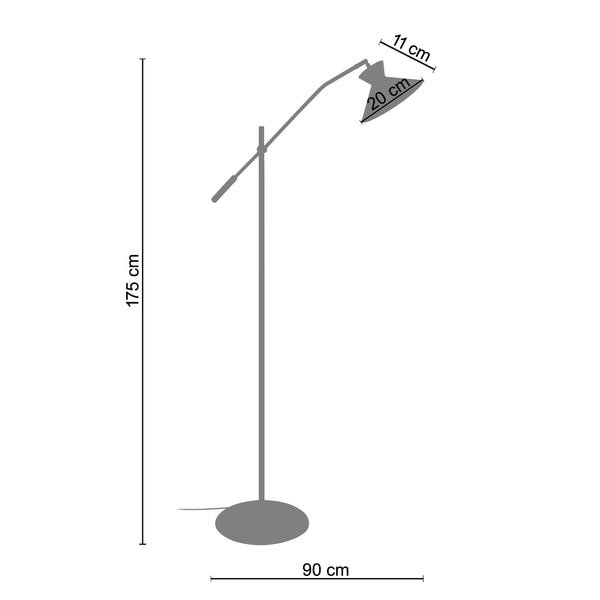 Lampadaire liseuse TOSEL LEEDS,métal, H175xD25xP90  cm.