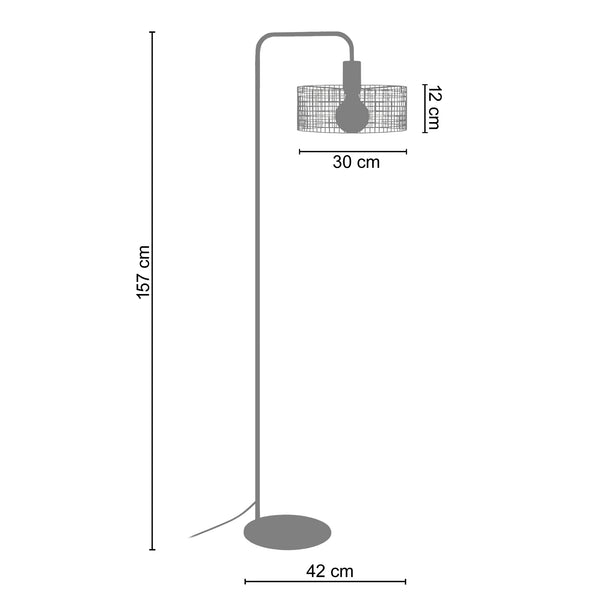Lampadaire liseuse TOSEL NOIRON,métal, H157xD30xP42  cm.