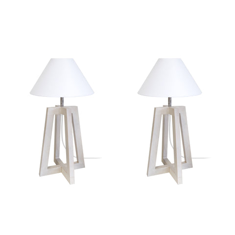 Lampe de chevet TOSEL LOT LT2,bois , H50xD30xP30  cm.