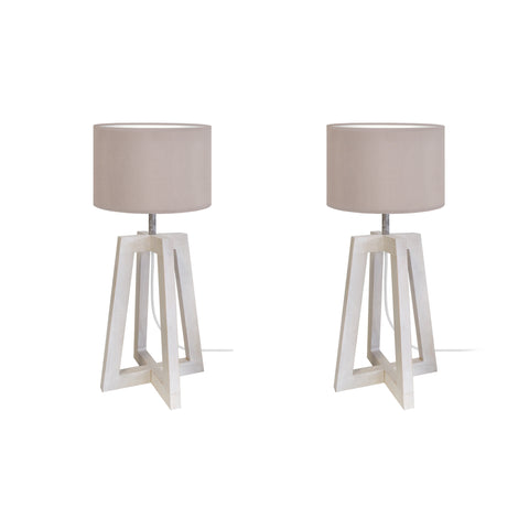 Lampe de chevet TOSEL LOT LT2,bois , H50xD25xP25  cm.