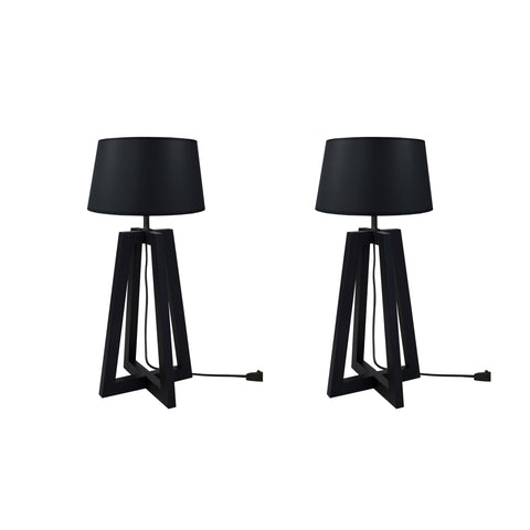 Lampe de chevet TOSEL LOT LT2,bois , H48xD25xP25  cm.