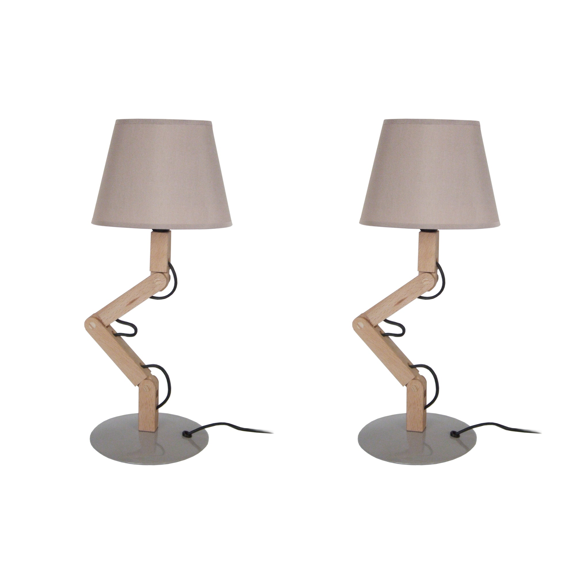 Lampe a poser TOSEL GERI LT2,bois, H44xD45xP16  cm.