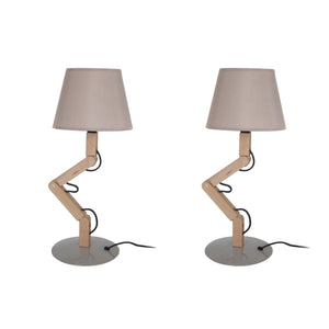 Lampe a poser TOSEL GERI LT2,bois, H44xD45xP16  cm.