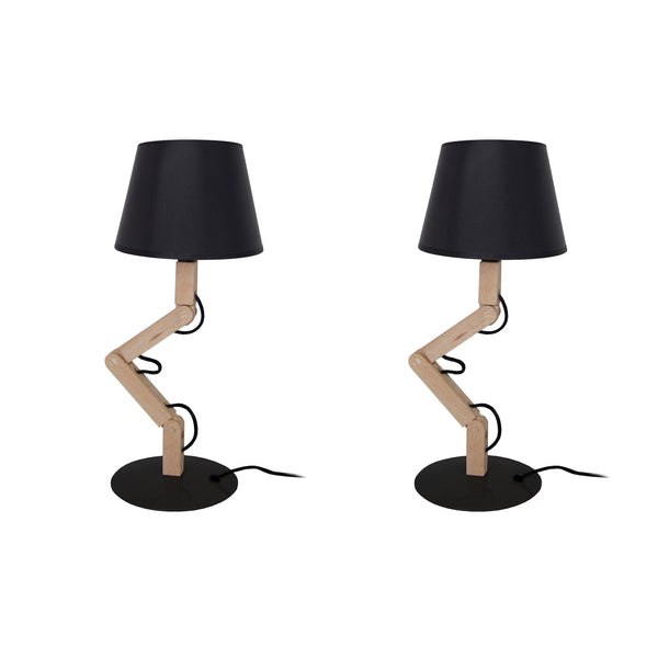 Lampe a poser TOSEL GERI LT2,bois, H44xD45xP16  cm.