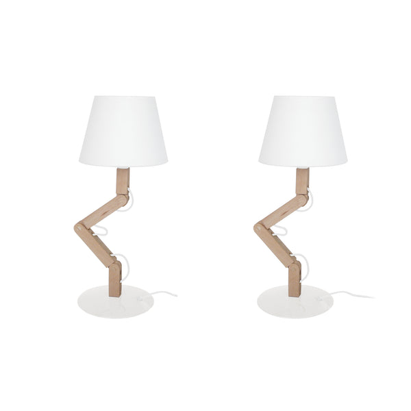 Lampe a poser TOSEL GERI LT2,bois, H44xD45xP16  cm.