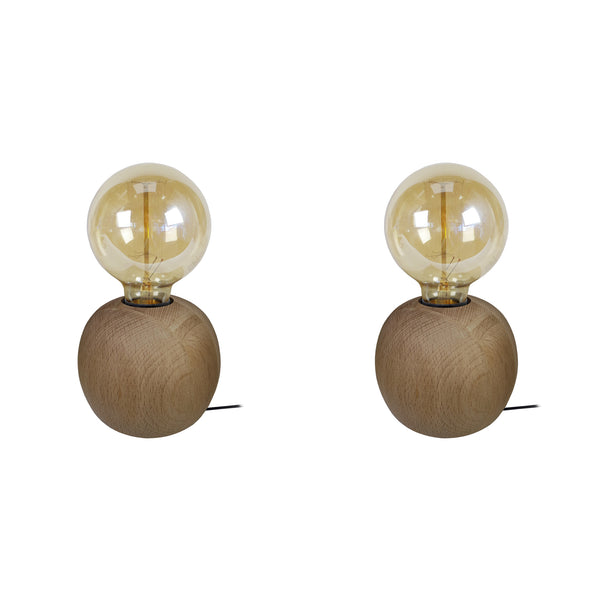 Lampe de chevet TOSEL BOIS BOULELT2,bois, H21xD11xP11  cm.