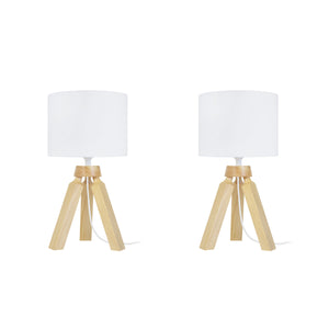 Lampe de chevet TOSEL GABY LT2,bois , H31xD16xP16  cm.
