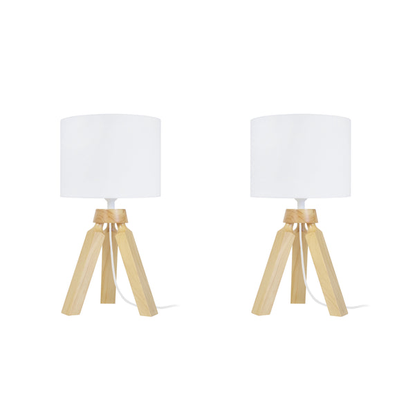 Lampe de chevet TOSEL GABY LT2,bois , H31xD16xP16  cm.