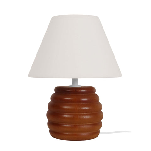 Lampe de chevet TOSEL LAMPE BOIS,bois , H23,5xD18xP18  cm.